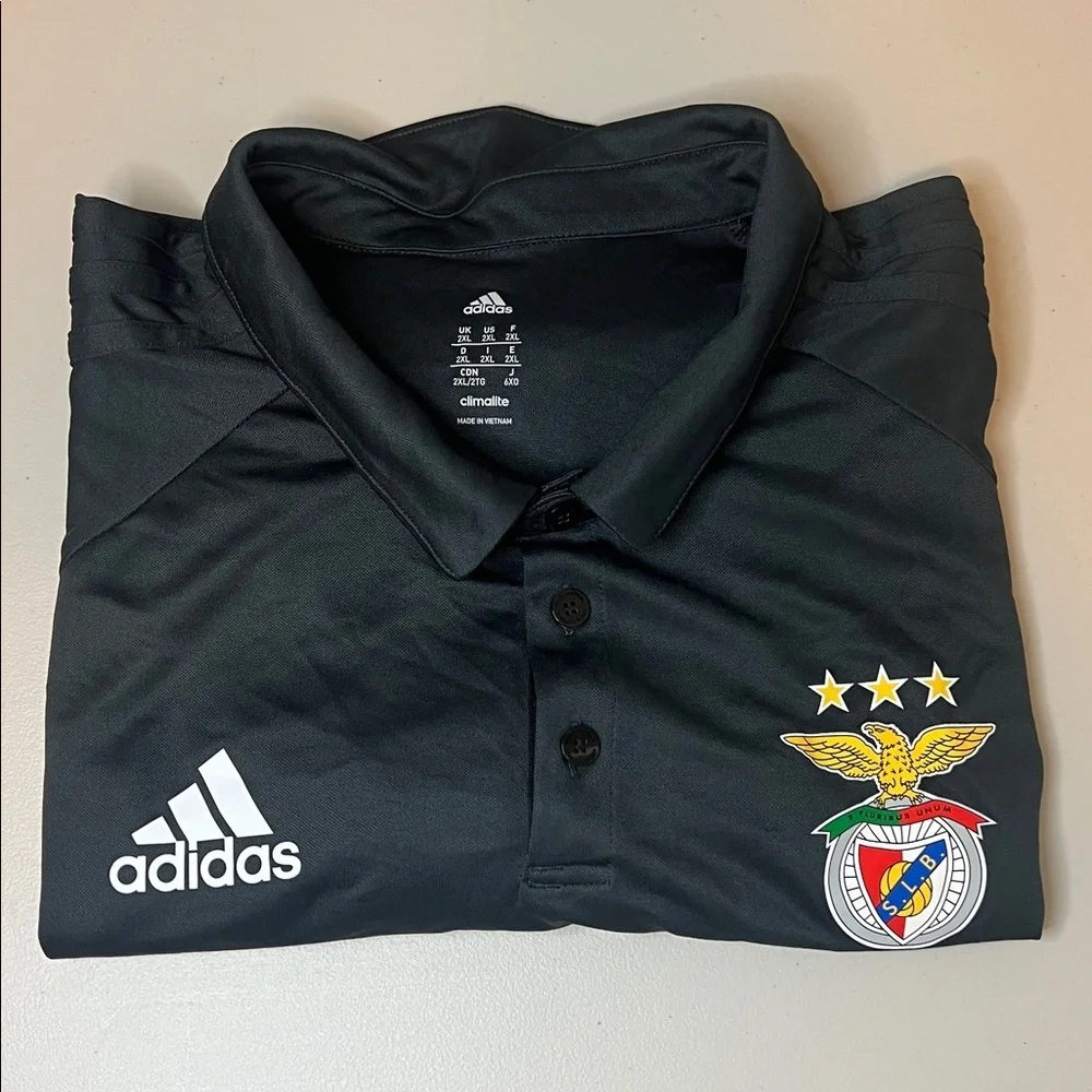 Adidas SL Benfico Football Club Logo Polo Dark Gray Size 2XL